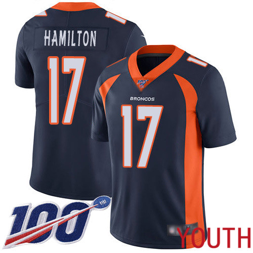 Youth Denver Broncos #17 DaeSean Hamilton Navy Blue Alternate Vapor Untouchable Limited Player 100th Season Football NFL Jersey->youth nfl jersey->Youth Jersey